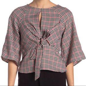 Romeo and Juliet Check Print Bow Front Blouse